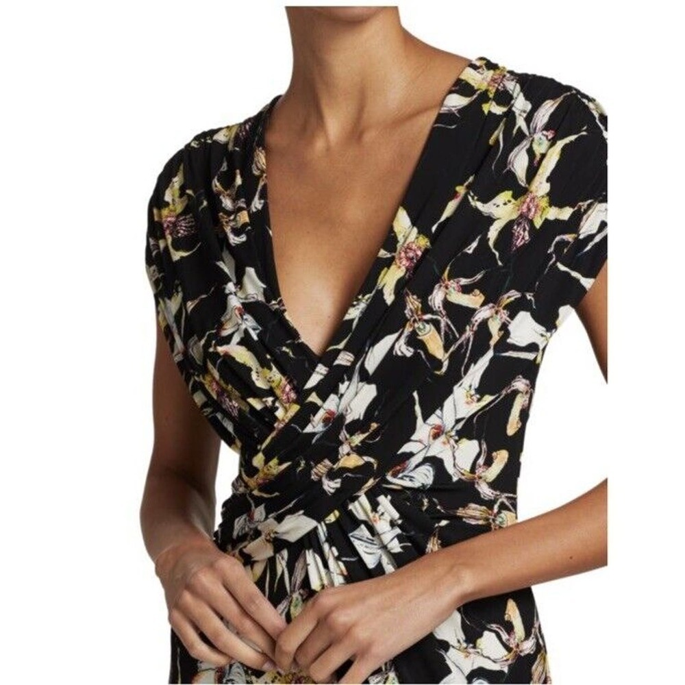 Jason Wu Midi Dress Size 8 Wild Orchid Jersey Cross Over Rouching Black …​​ - Picture 4 of 15